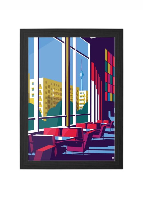 berlijn - kino international stadsgezicht poster ingelijst in zwarte lijst