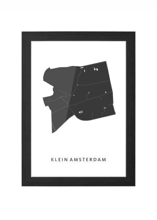 klein amsterdam stadskaart ingelijst in zwarte lijst