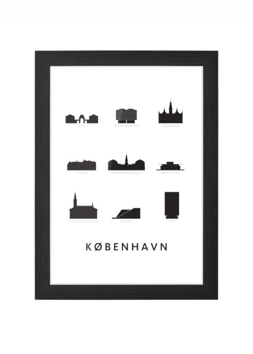 København - Architectuur Print ingelijst in zwarte lijst