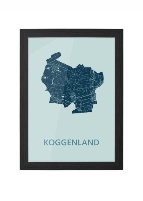 koggenland stadskaart poster ingelijst in zwarte lijst