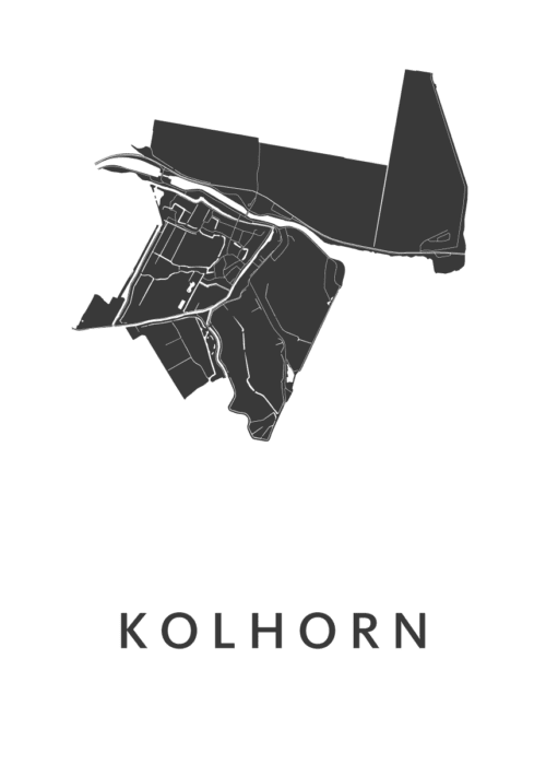 Kolhorn White Stadskaart Poster | Kunst in Kaart