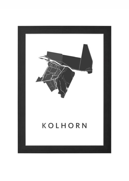 kolhorn stadskaart poster ingelijst in zwarte lijst