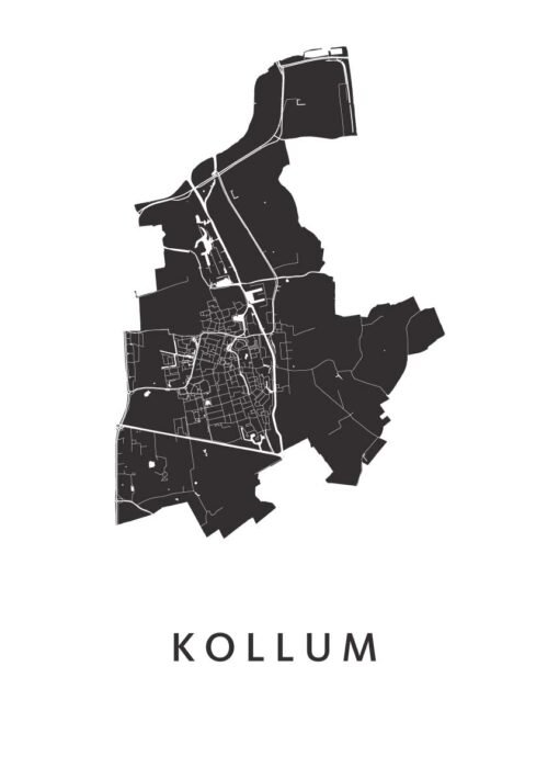 Kollum White Stadskaart Poster Kopen