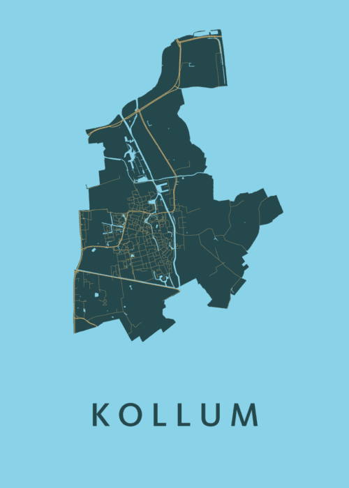 Kollum Azure Stadskaart Poster Kopen