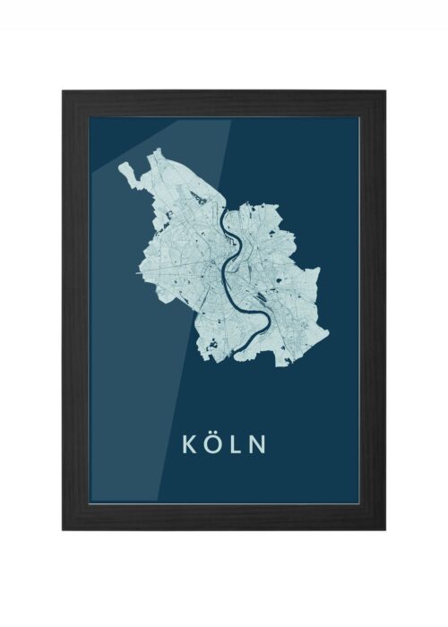 köln stadskaart poster ingelijst in zwarte lijst