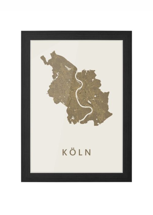 köln stadskaart poster ingelijst in zwarte lijst