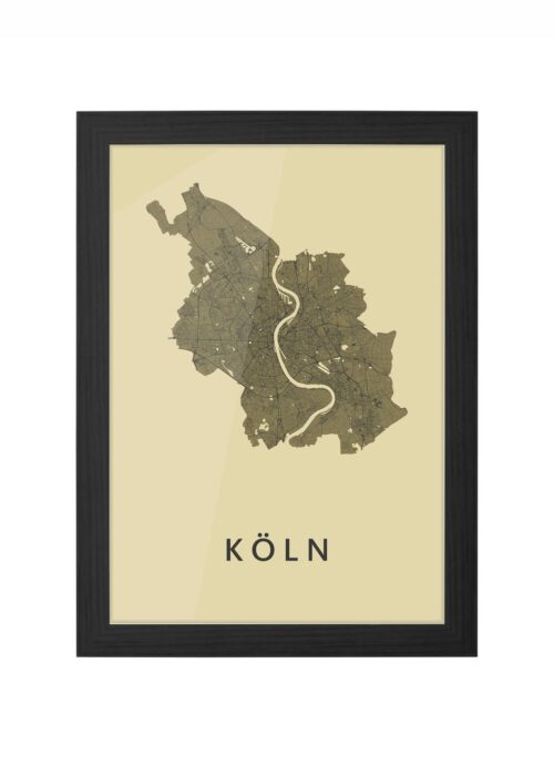 köln stadskaart poster ingelijst in zwarte lijst
