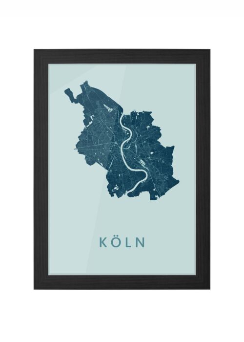 köln stadskaart poster ingelijst in zwarte lijst