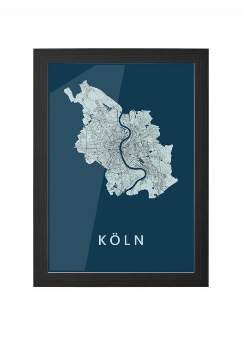 köln stadskaart poster ingelijst in zwarte lijst