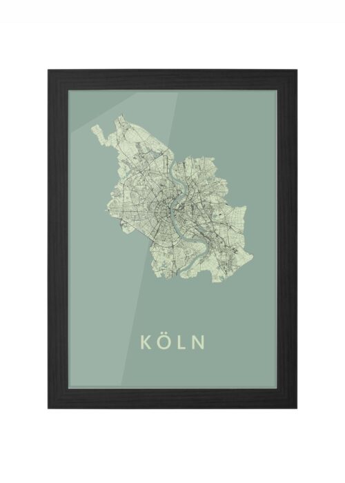 köln stadskaart poster ingelijst in zwarte lijst
