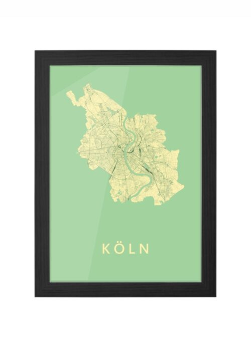 köln stadskaart poster ingelijst in zwarte lijst