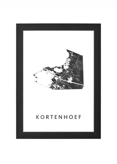 kortenhoef stadskaart poster ingelijst in zwarte lijst
