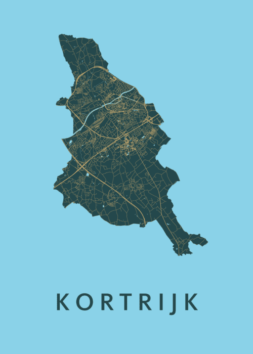 Kortrijk Azure Stadskaart Poster Kopen