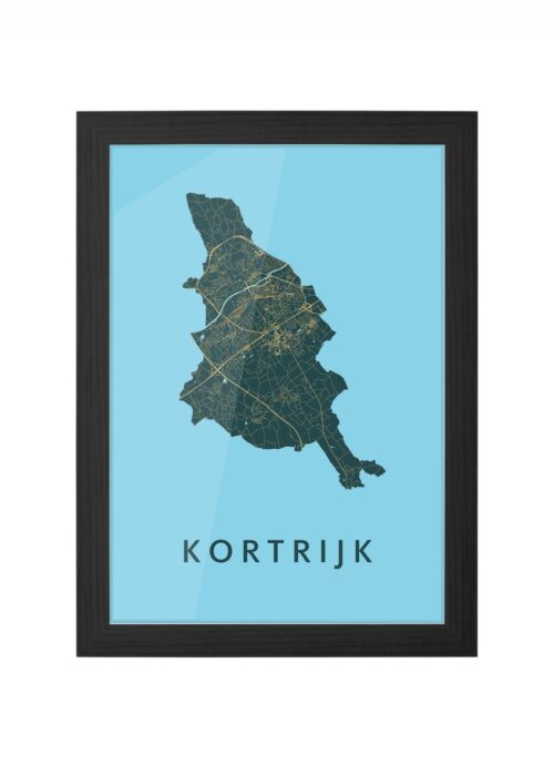 Kortrijk Azure Ingelijst in Zwart lijst Kopen | Kunst in Kaart