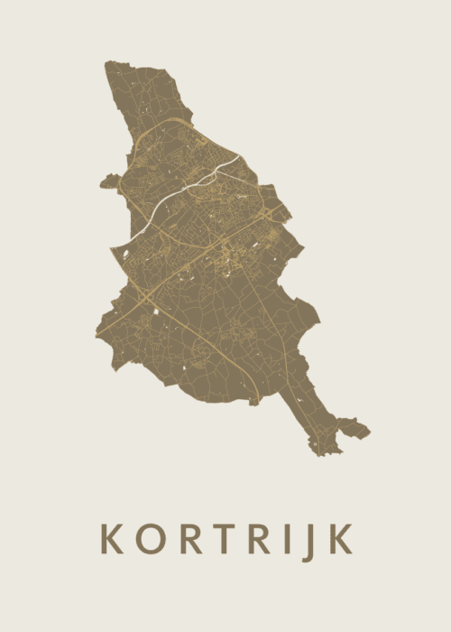 Kortrijk Gold Stadskaart Poster Kopen
