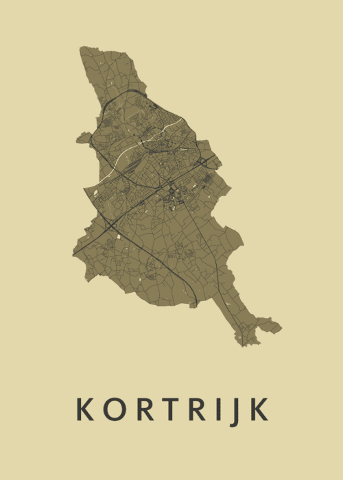 Kortrijk GoldenRod Stadskaart Poster Kopen