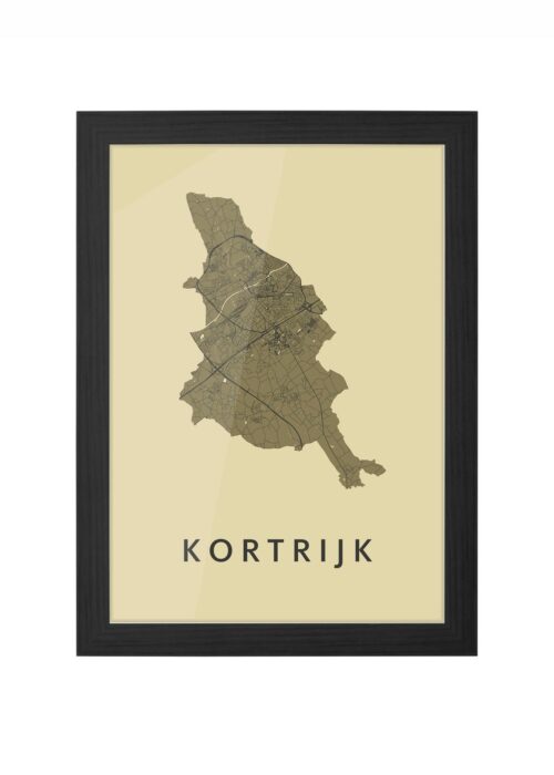 Kortrijk GoldenRod Ingelijst in Zwart lijst Kopen | Kunst in Kaart