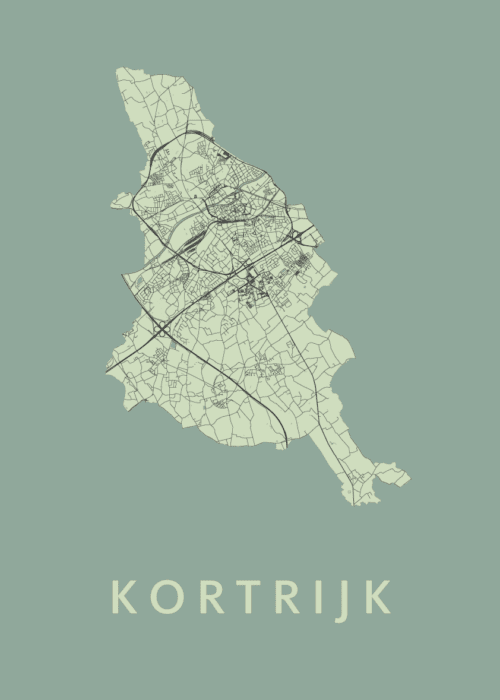 Kortrijk Olive Stadskaart Poster Kopen
