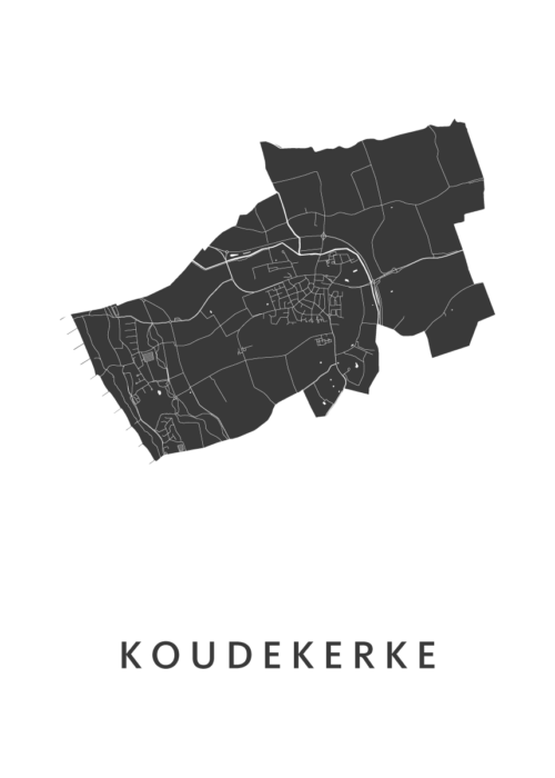 Koudekerke White Stadskaart Poster | Kunst in Kaart