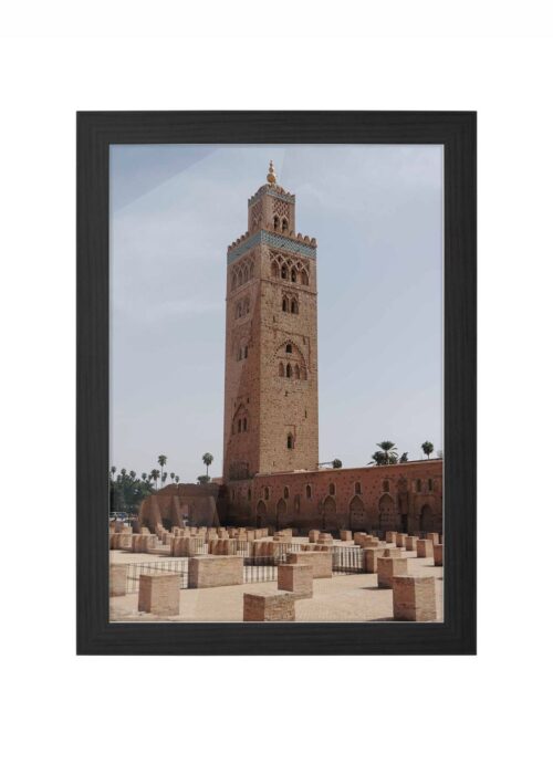 koutoubia-moskee i fotografie poster ingelijst in zwarte lijst