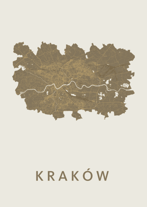 Kraków Gold Stadskaart Poster Kopen
