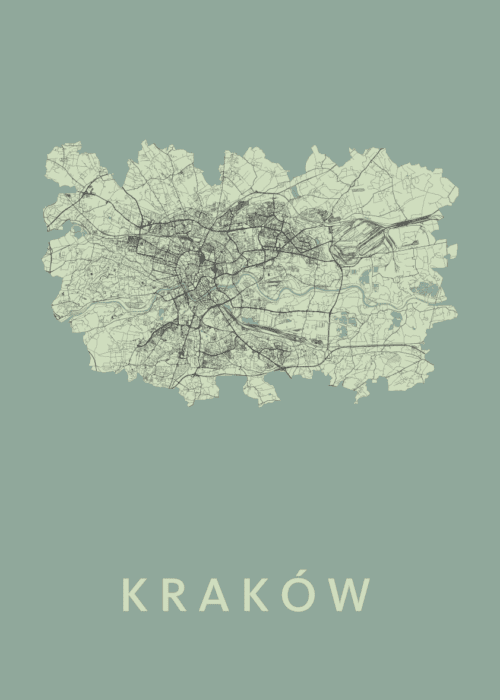 Kraków Olive Stadskaart Poster Kopen