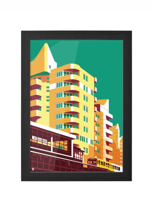 berlijn - kreuzberg stadsgezicht poster ingelijst in zwarte lijst