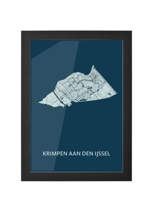 Krimpen aan den IJssel Navy Ingelijst in Zwart lijst Kopen | Kunst in Kaart