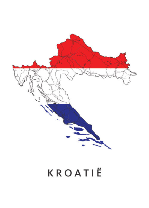 Kroatië Landkaart Poster met Landvlag