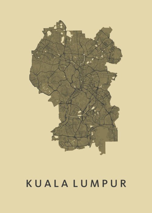 Kuala Lumpur GoldenRod Stadskaart Poster Kopen