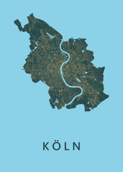 Köln Stadskaart poster Azure