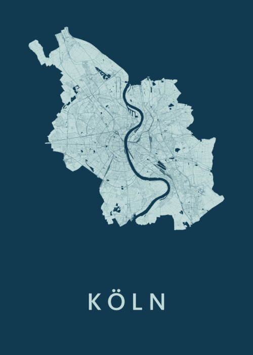 Köln Stadskaart poster Feldgrau