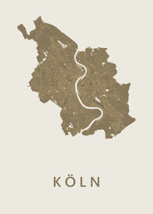 Köln Stadskaart poster Gold