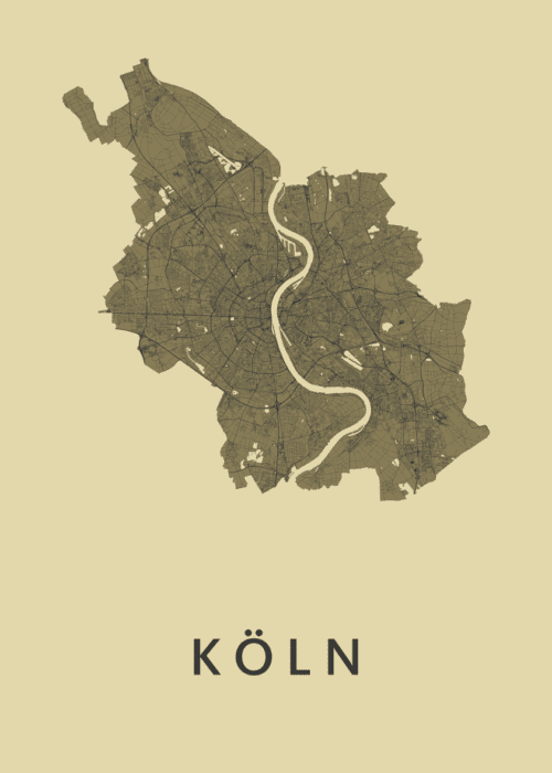 Köln Stadskaart poster GoldenRod