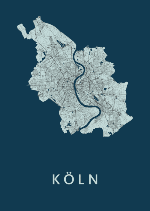 Köln Stadskaart poster Navy