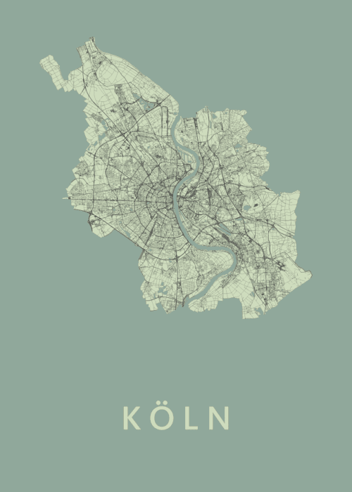 Köln Stadskaart poster Olive
