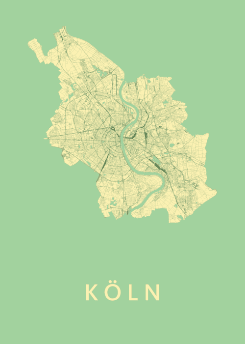 Köln Stadskaart poster Spring