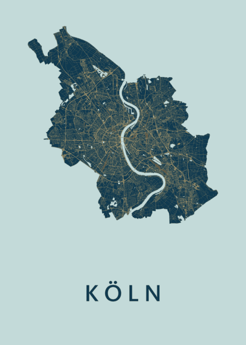 Köln Stadskaart poster Prussian