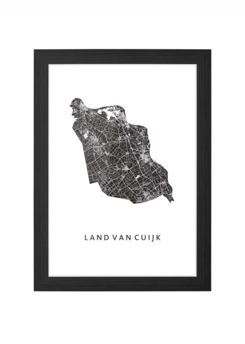land van cuijk gemeentekaart regiokaart poster ingelijst in zwarte lijst