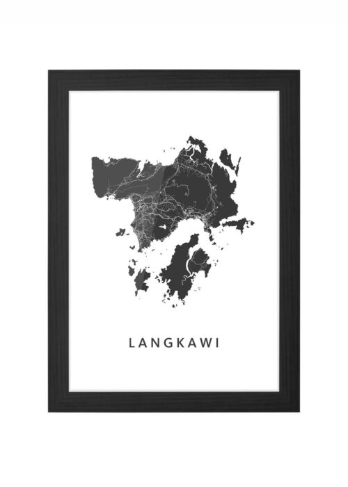 langkawi eilandkaart poster ingelijst in zwarte lijst
