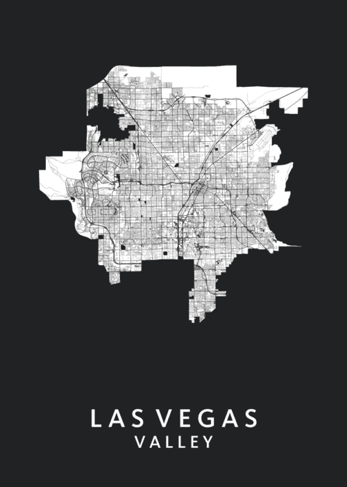 Las Vegas Black Stadskaart Poster Kopen
