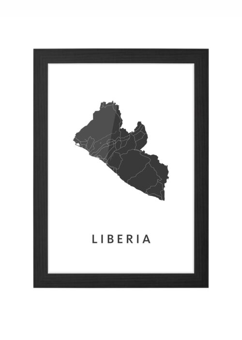 liberia landkaart poster ingelijst in zwarte lijst