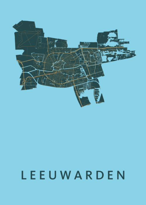 Leeuwarden Azure Stadskaart Poster | Kunst in Kaart