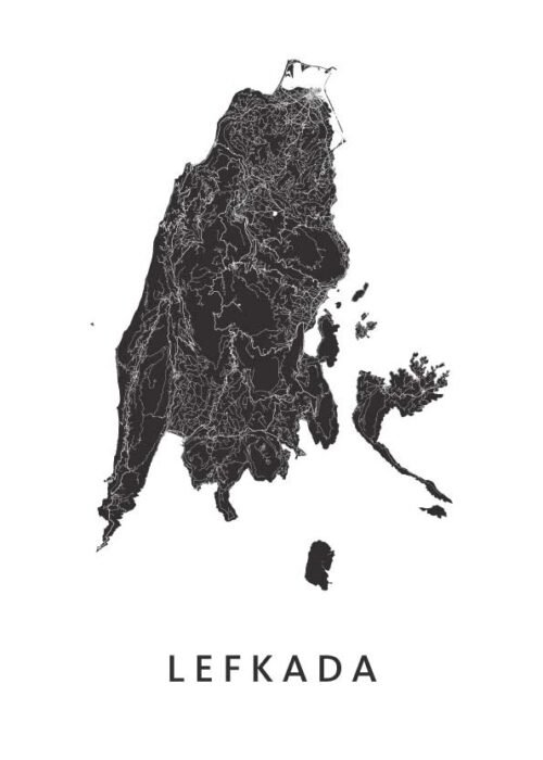 Lefkada Eilandkaart Poster