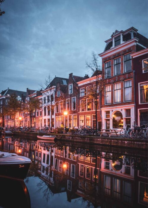 Oude rijn bij nacht — Fotografie Poster