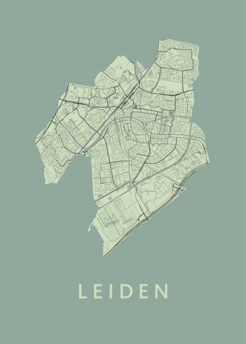 Leiden stadskaart poster Olive stadskaart poster