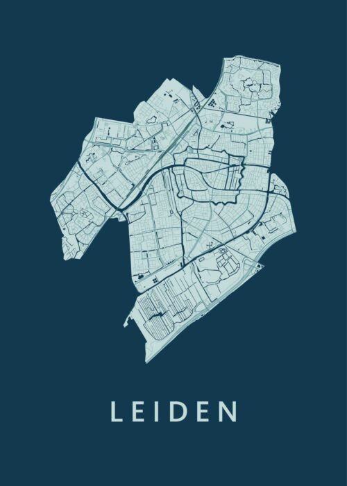 Leiden stadskaart poster Feldgrau stadskaart poster