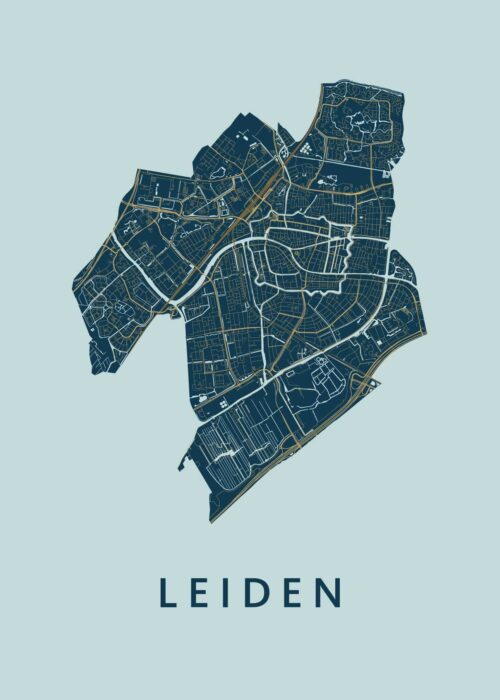 Leiden stadskaart poster Prussian stadskaart poster