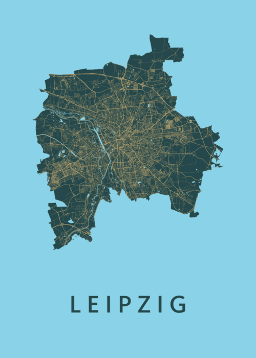 Leipzig Azure Stadskaart Poster Kopen