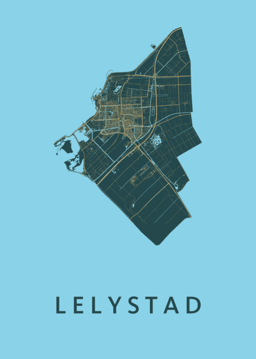 Lelystad Stadskaart poster Azure